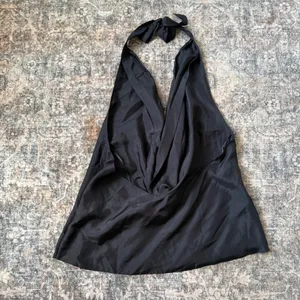 Reformation x Laura Harrier Holt Silk Halter Top | Size 2XL | Black thumbnail 6