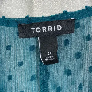 Torrid Teal Green Clip Dot Chiffon Kimono Sz.0 thumbnail 8