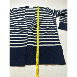 Madewell Navy White Striped Open Front Cardigan Sweater Merino Wool Alpaca S thumbnail 5