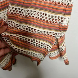 We The‎ Free Women's Striped Crochet V-Neck Top Festival Size S thumbnail 7