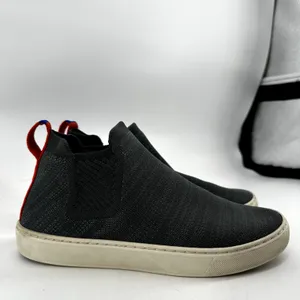 Rothy's The Chelsea Boots Knit High Top Slip On Fog Melange Gray Red 8 thumbnail 3