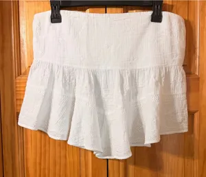 NWT American Eagle White Cotton Gauze Tiered Embroidered Mini‎ Skirt Eyelet M thumbnail 1