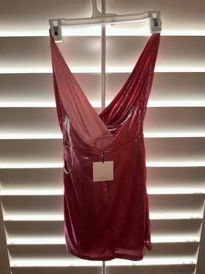 Missie Wrap Front Dress in Pink Metallic thumbnail 4