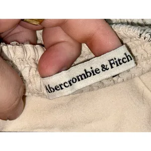 Abercrombie & Fitch Cream Paris Sketch Print Linen Tank Top Crop Top Size Small thumbnail 4