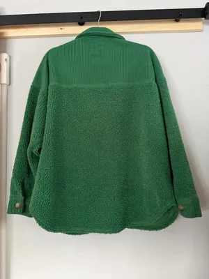 American Eagle AE Green Sherpa Corduroy Shacket Jacket Oversized Size Medium thumbnail 7