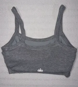 Alo Yoga Womens Ribbed Whisper Bra Tank Top Size S Gray Athleisure Yoga Workout thumbnail 1