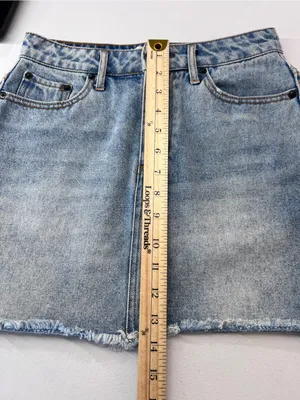 Kittenish Light Blue Distressed Cutoff Denim Mini Skirt Size S‎ thumbnail 11