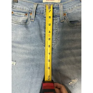 Levi's Women's Wedgie Straight Distressed Button-Fly Blue Jeans size 24 thumbnail 6