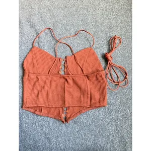 Women's‎ Vintage Style Bandage Lace-Up Crop Top Backless Cami Brown Size S New thumbnail 4