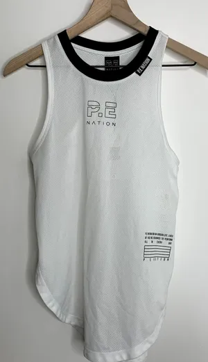 P.E Nation optic white Courtside Tank Womens New Small thumbnail 1