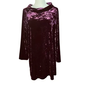 Cabernet Velvet Cowl Neck Top Tunic Burgundy SZ Large Boho Chic Cottage Holiday thumbnail 2