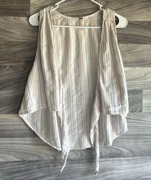 Free People Cream Sleeveless Tie-Front Tank Top thumbnail 8
