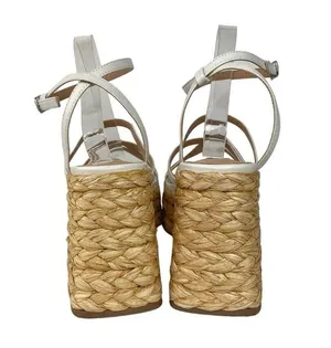 Steve Madden Belise White Square Toe Ankle Strap Platform Strappy Sandals Sz 10 thumbnail 3