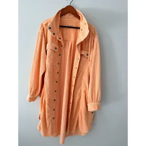 We The Free Peach Snap Button Up Sweater Medium thumbnail 6