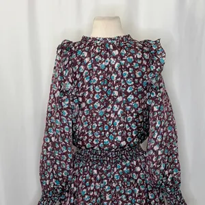 RAMY BROOK Silk Penelope Dress Roco Floral Mini Ruffled Smocked Purple Teal XS thumbnail 11