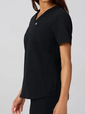 FABLETICS Women’s Med Athletic V-Neck Scrub Top Solid Black Short Sleeve thumbnail 3