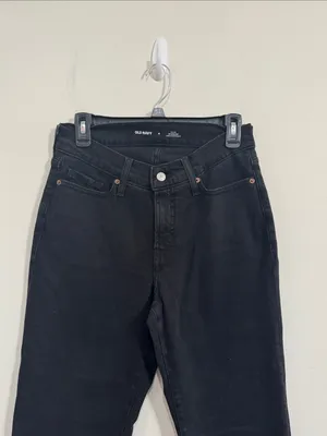 Old Navy High-Rise OG Straight Leg Black Rigid Jeans Secret-Smooth Pockets sz 4 thumbnail 3