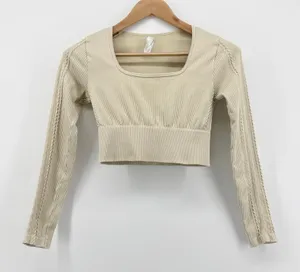 OFFLINE by Aerie Small Sand Ribbed Seamless Square Neck‎ Crop Top Braided Sleeve thumbnail 1