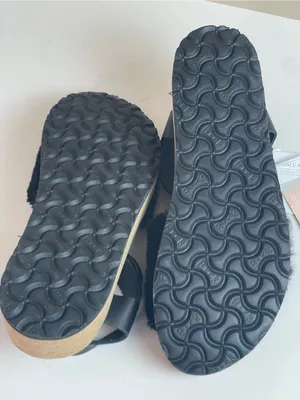 NWT Papillio by Birkenstock Black Shearling Platform Wedge Sandals Size 39 / 8 thumbnail 6