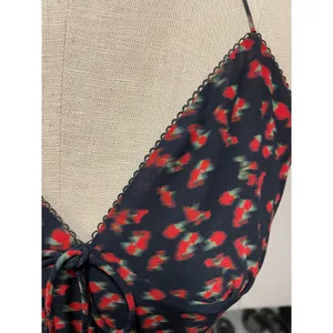 White Fox Black Floral Slip Dress Open Back Tie Maxi Small thumbnail 5