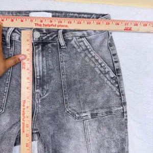 Vervet Blue 30 Gray Stonewash Denim Jean Tapered Front Seam Utility Straight Leg thumbnail 7