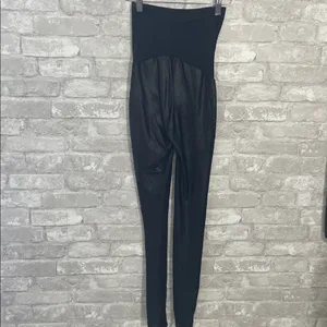 SPANX Mama Maternity Faux Leather High Waisted Leggings Black Size XS #20201R thumbnail 5