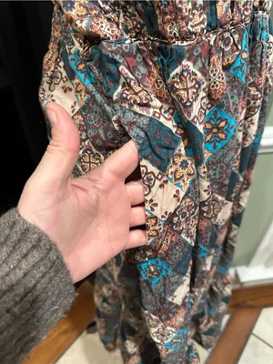 Anthropologie “Peregrine” Patchwork Midi Dress – Smocked Bodice – Size Medium thumbnail 8