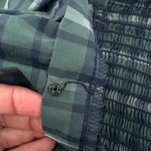 Madewell Hopewell Plaid Puff Sleeve Crop Top Smocked Square Neck Blouse Forest M thumbnail 5