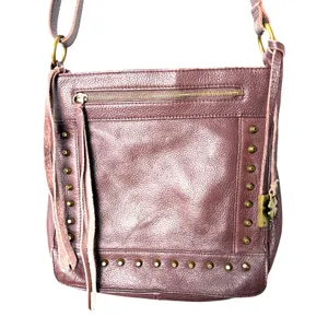Lucky Brand Burgundy Leather Studded Boho Bohemian Western Crossbody Bag thumbnail 4