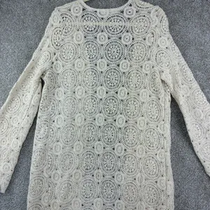 Miss Me Women's S Ivory Crochet Lace Long Duster Cardigan Cottagecore Etherreal thumbnail 10