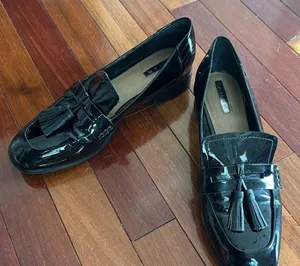 Tahari Black Patent Leather Loafers Goth Preppy Academia Twee Size 8.5 Tina thumbnail 1