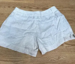 Cynthia Rowley linen tan and white striped shorts thumbnail 1