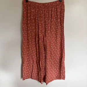 American Eagle Terracotta Orange Floral Wide Leg Crop Pants Medium Viscose thumbnail 8