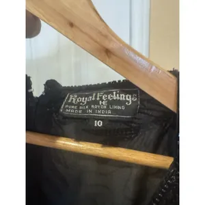 Royal Feelings VTG 80s SILK SEQUIN Dress Flapper 1920s Inspired Black size 10 thumbnail 5