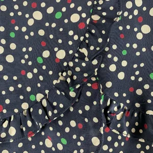 Nanette Lepore Vintage Y2K Flirty Navy Polka Dot Silk Ruffle Mini Skirt Size 6 thumbnail 5