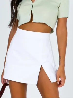 Lioness The Lola Mini Skirt slit high rise waisted denim princess polly cotton thumbnail 1