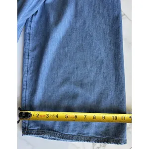 LOFT Women L Denim Chambray Tie Neck Wide Sleeve Tiered Drop Waist Dress Cotton thumbnail 6