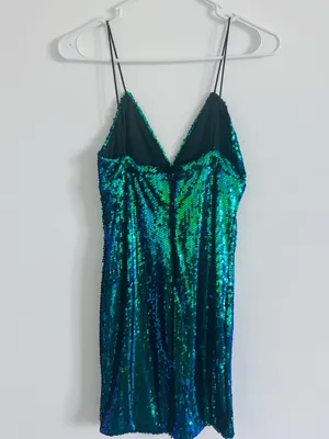 Lulus Y2K Green Blue Sequin Mini Dress S Party 2000s thumbnail 4