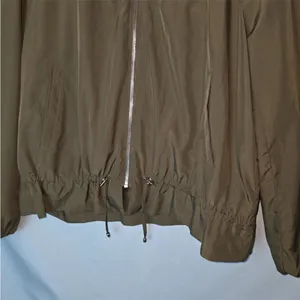 Zara NWT green drawstring waist zipper front jacket thumbnail 2