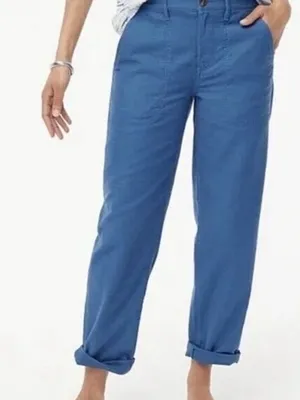J. Crew Blue Cotton Utility Patch Pocket Camp Pants Preppy Size 10 thumbnail 1