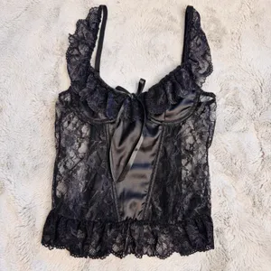 NWT PLT Black Lace Corset Top - Size‎ 2 Hook & Eye Closure thumbnail 14