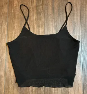 Brandy Melville Mesh Overlay Cami Crop Top Black Spaghetti Strap One Size Y2K thumbnail 1