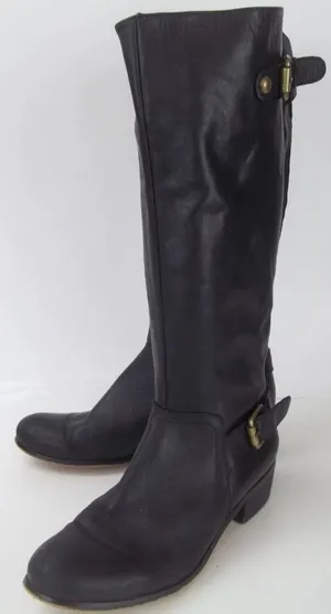 Corso Como Womens Boots Tall US 7 M Black Leather Zip Buckle Riding thumbnail 1