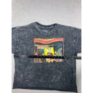 Nickelodeon SpongeBob SquarePants‎ T-Shirt Women L Black Graphic Acid Wash Edgy y2k Grunge thumbnail 8