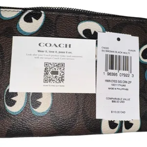 COACH Corner Zip Halloween Eyes Wristlet New with Tag MSRP $88 SOO very rare thumbnail 12
