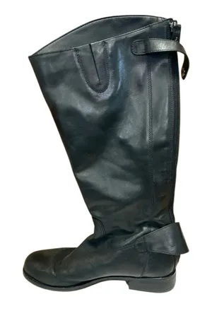 Sam Edelman Mikala Women's Leather Black Strap Zip Up Knee High Boots Size 10 thumbnail 1