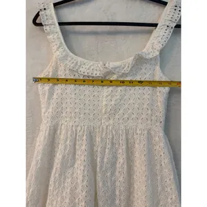 Lulus White Eyelet Cotton Ruffle Mini Dress Sleeveless Fit & Flare‎ Medium thumbnail 6