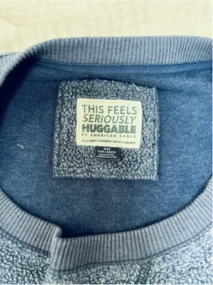 Women's American Eagle Big Hug Crewneck Blue Sweatshirt Oversized Open Size thumbnail 4