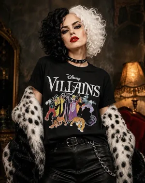 Disney Villains Graphic T Shirt Black Adult Large Short Sleeve Halloween Tee thumbnail 1
