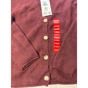 Members Mark Womens V-Neck Cardigan Sweater Crimson‎ Burgundy XS New thumbnail 4